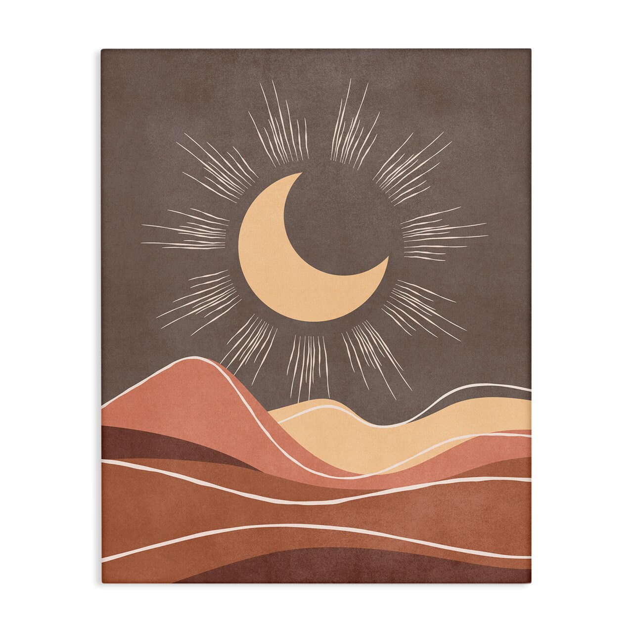 Stupell Industries Boho Moon over Desert Canvas Wall Art Design by Nataly White